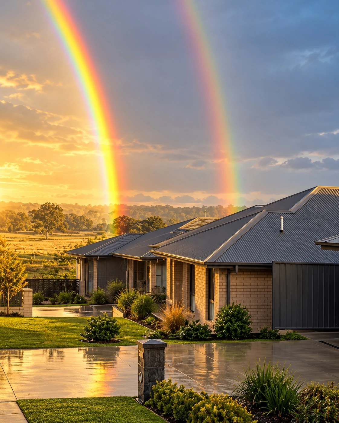 A double rainbow over the Bethlehem home